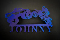 Kids Monster Trucks and Dirt Bike Metal Wall Art